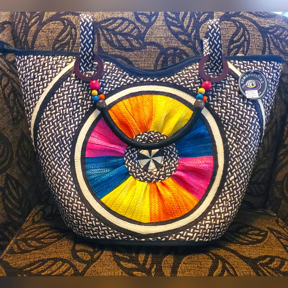 Sombvueltiao Columbia colorful Flecha Woven Tote bag purse